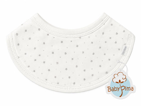Natural bib with grey stars and dots