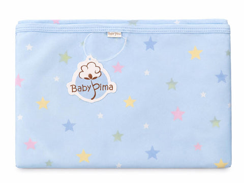 Baby blue blanket with multicolor stars