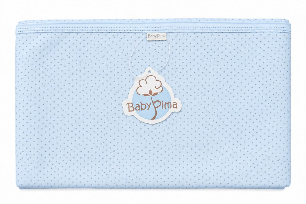 Baby blue blanket with grey dots
