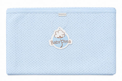 Baby blue blanket with grey dots