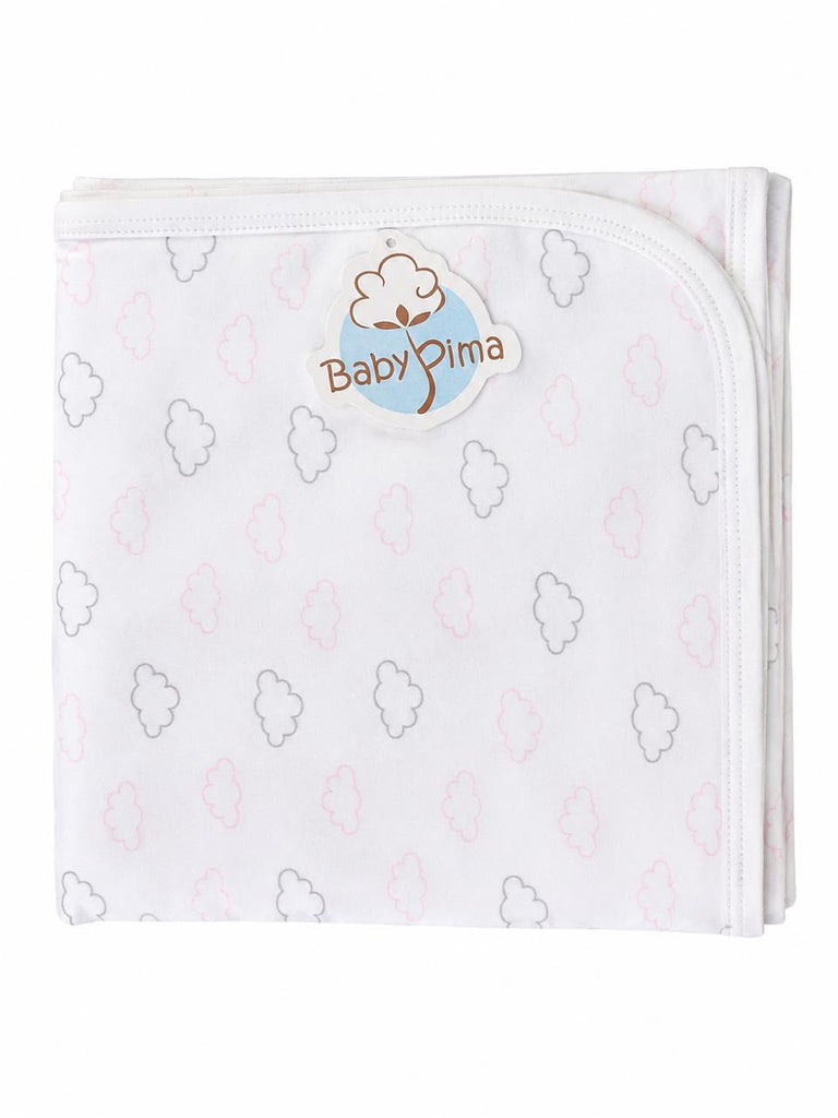 White blanket with outlined clouds