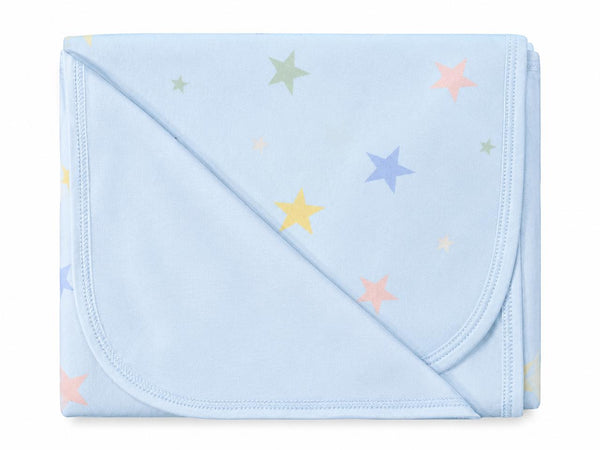 Baby blue blanket with multicolor stars
