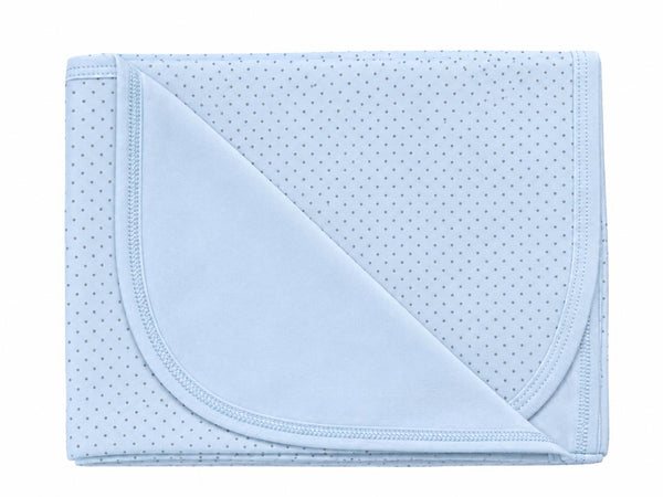 Baby blue blanket with grey dots