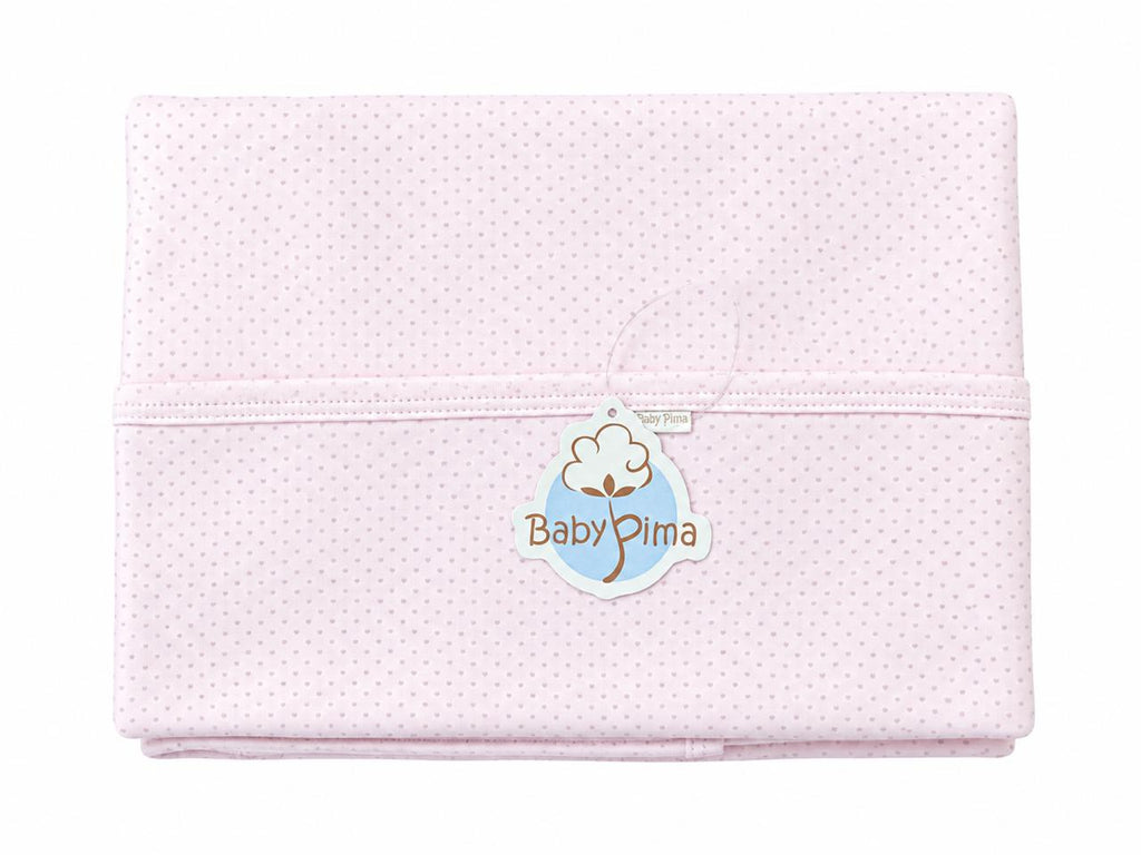 Pink blanket with grey dots