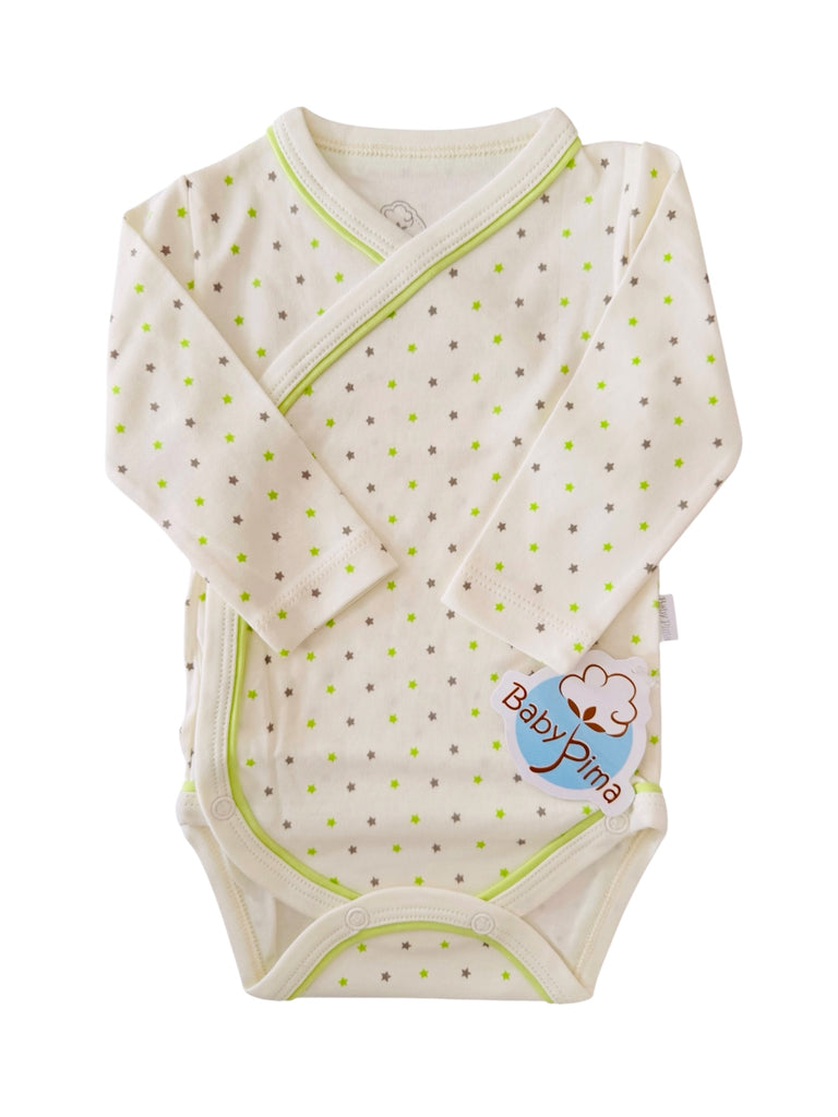 Natural grey and green kimono bodysuit