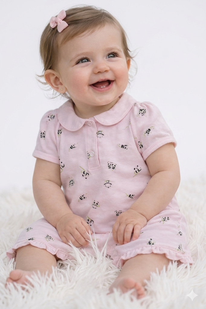 Pink panda romper