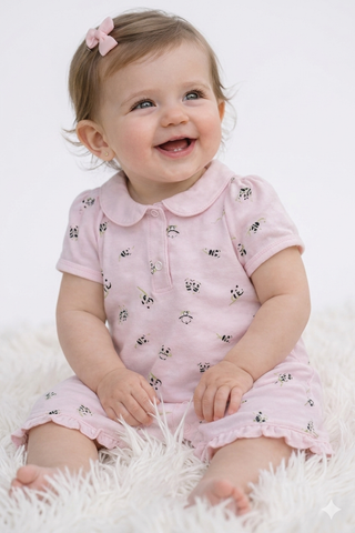 Pink panda romper