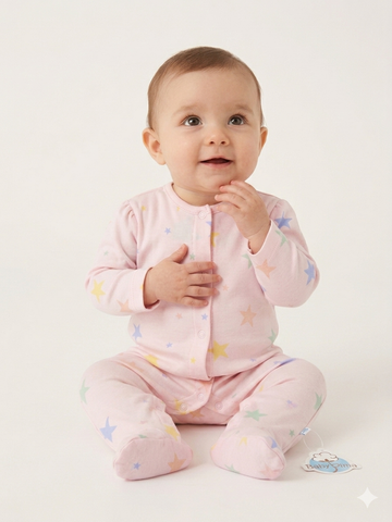 Pink pajama with multicolor stars