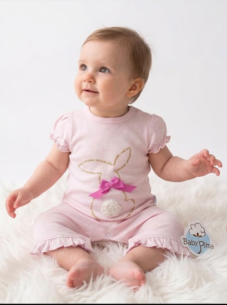 Bunny romper with pink bow