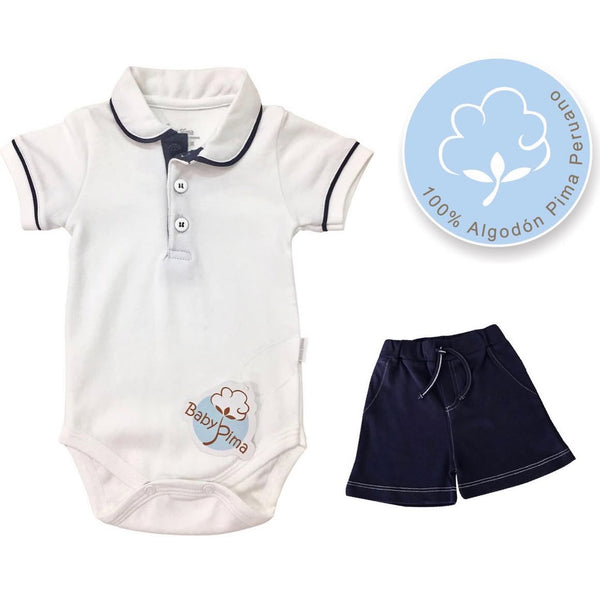 White bodysuit with navy trim