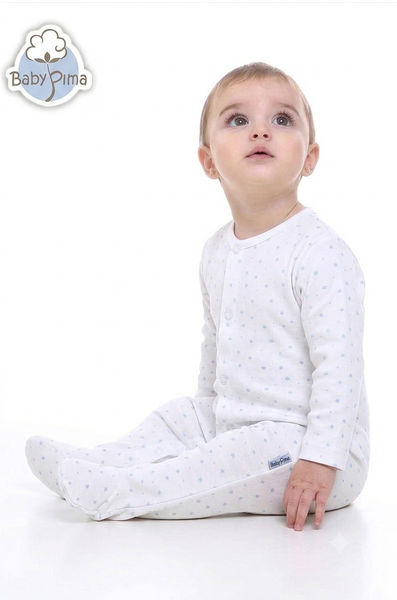 White pajama with baby blue stars