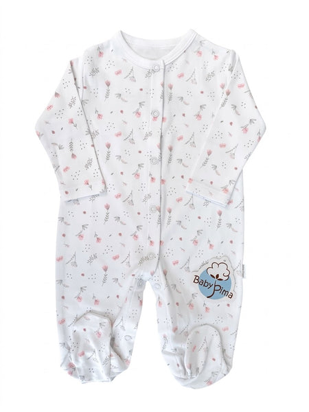 White pajama with pink flowers