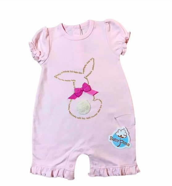 Bunny romper with pink bow
