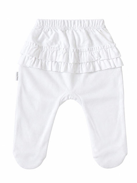 White ruffle footed leggings