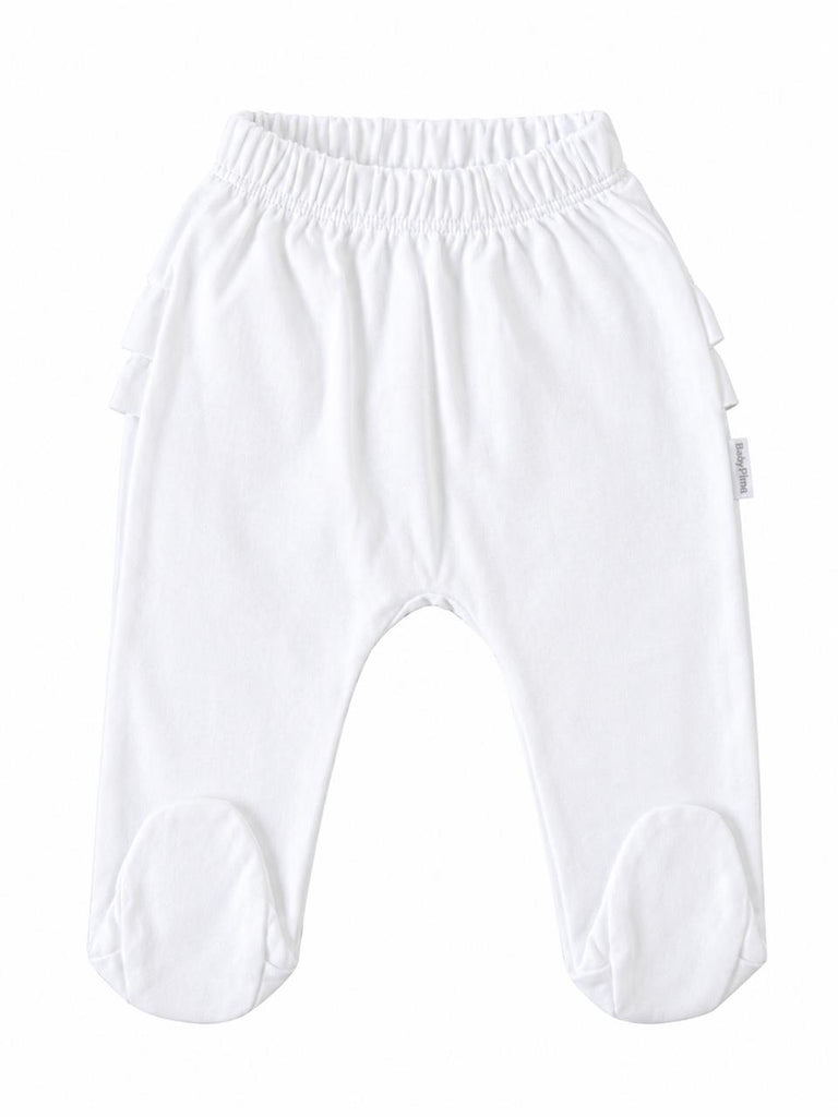 White ruffle footed leggings
