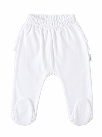 White ruffle footed leggings
