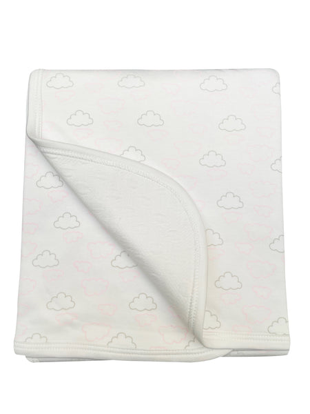 White blanket with outlined clouds
