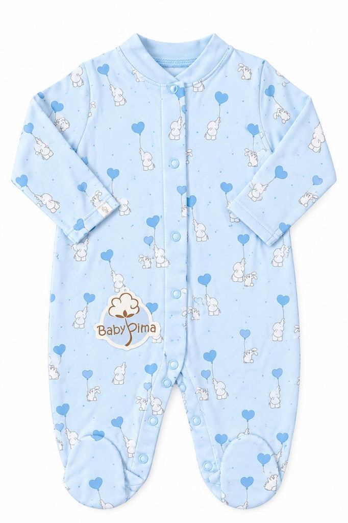 Elephants and rabbits pajama blue