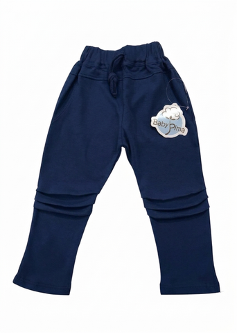 Navy pants with knee pleats