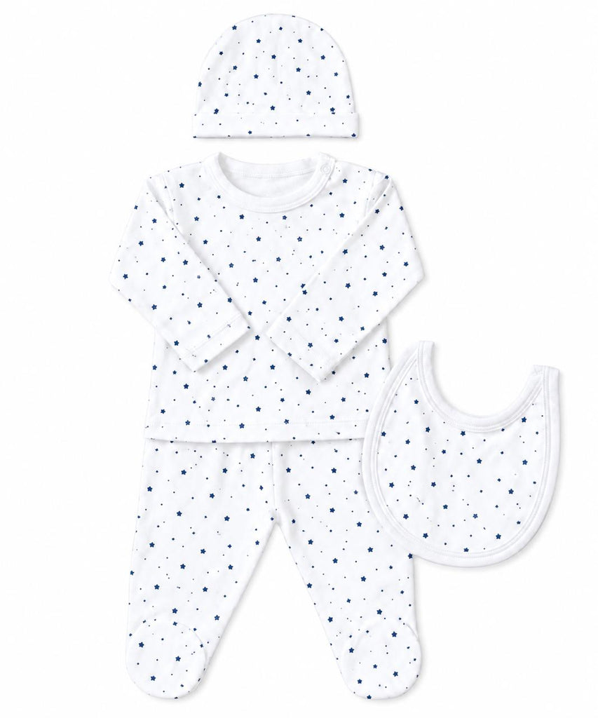 White 4-piece set with blue stars
