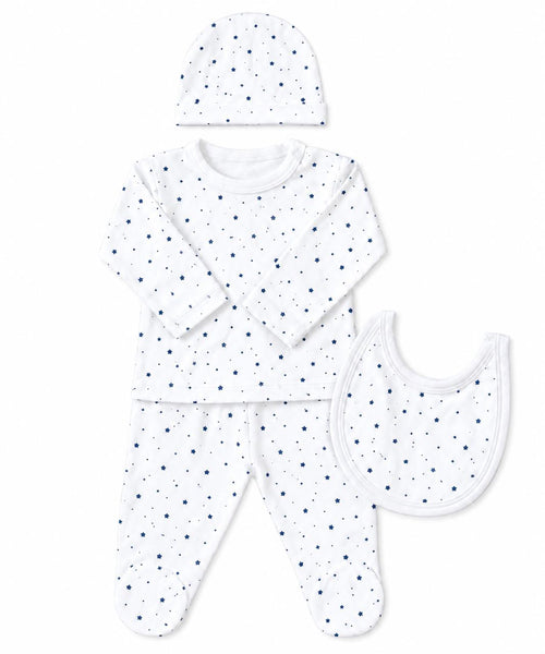 White 4-piece set with blue stars