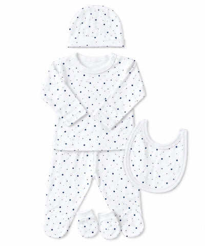 White 5-piece set with blue stars